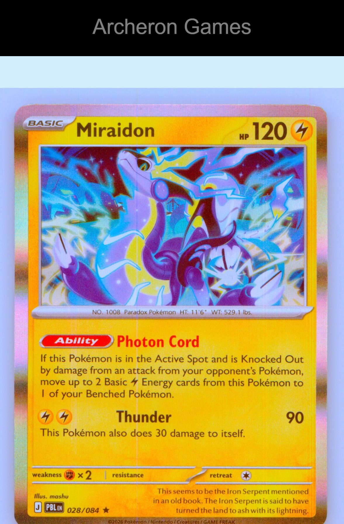 Pokemon Card Miraidon ME05 028/084 R Pitch Black Holo