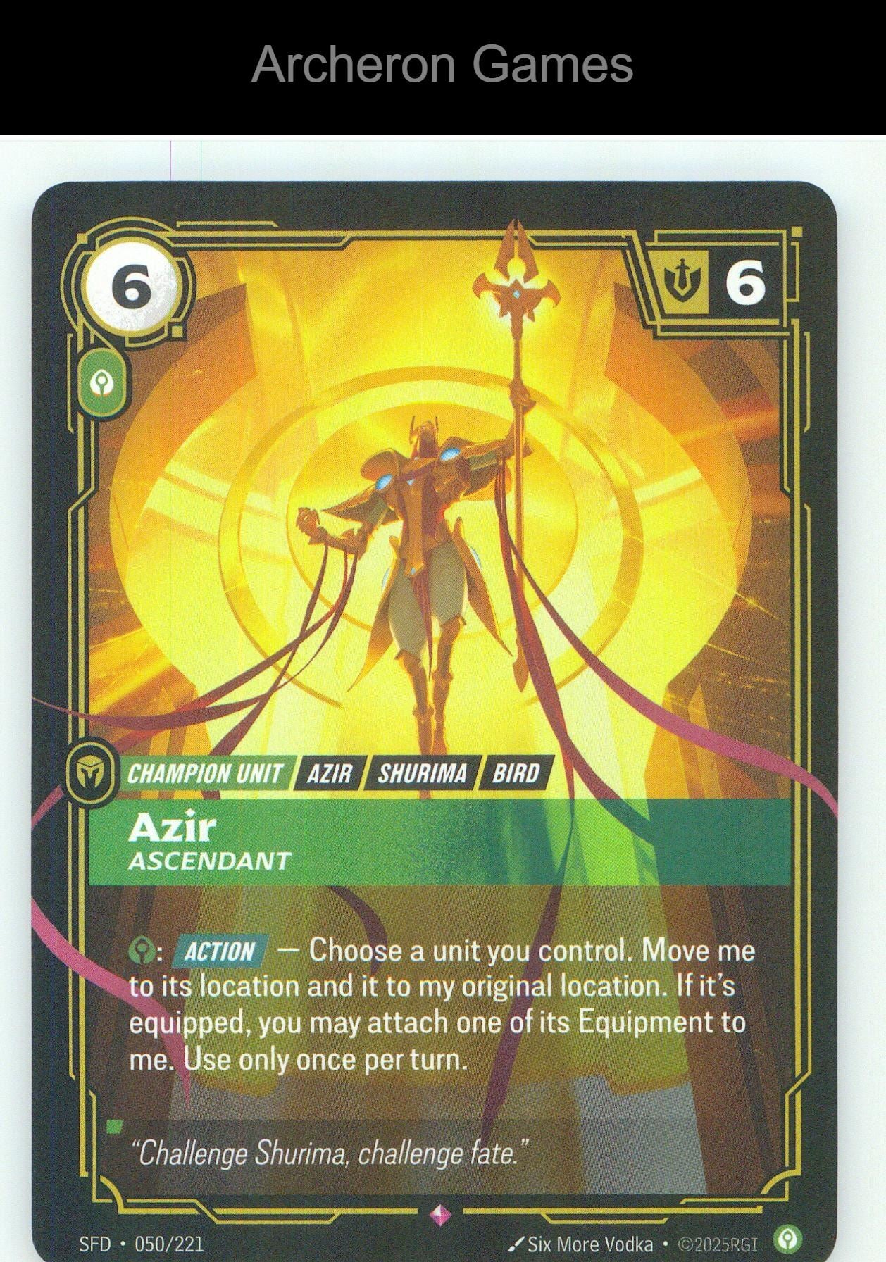 Azir - Ascendant SFD 050/221 R Spiritforged Riftbound Card Foil