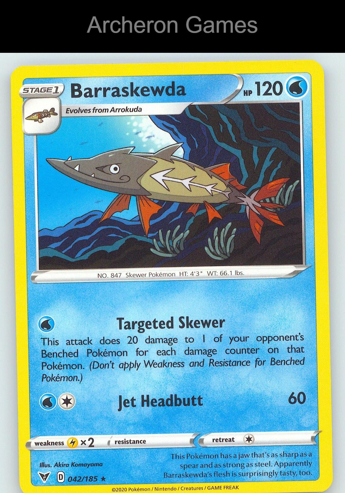 Pokemon Card Barraskewda VIV 042/185 R Vivid Voltage