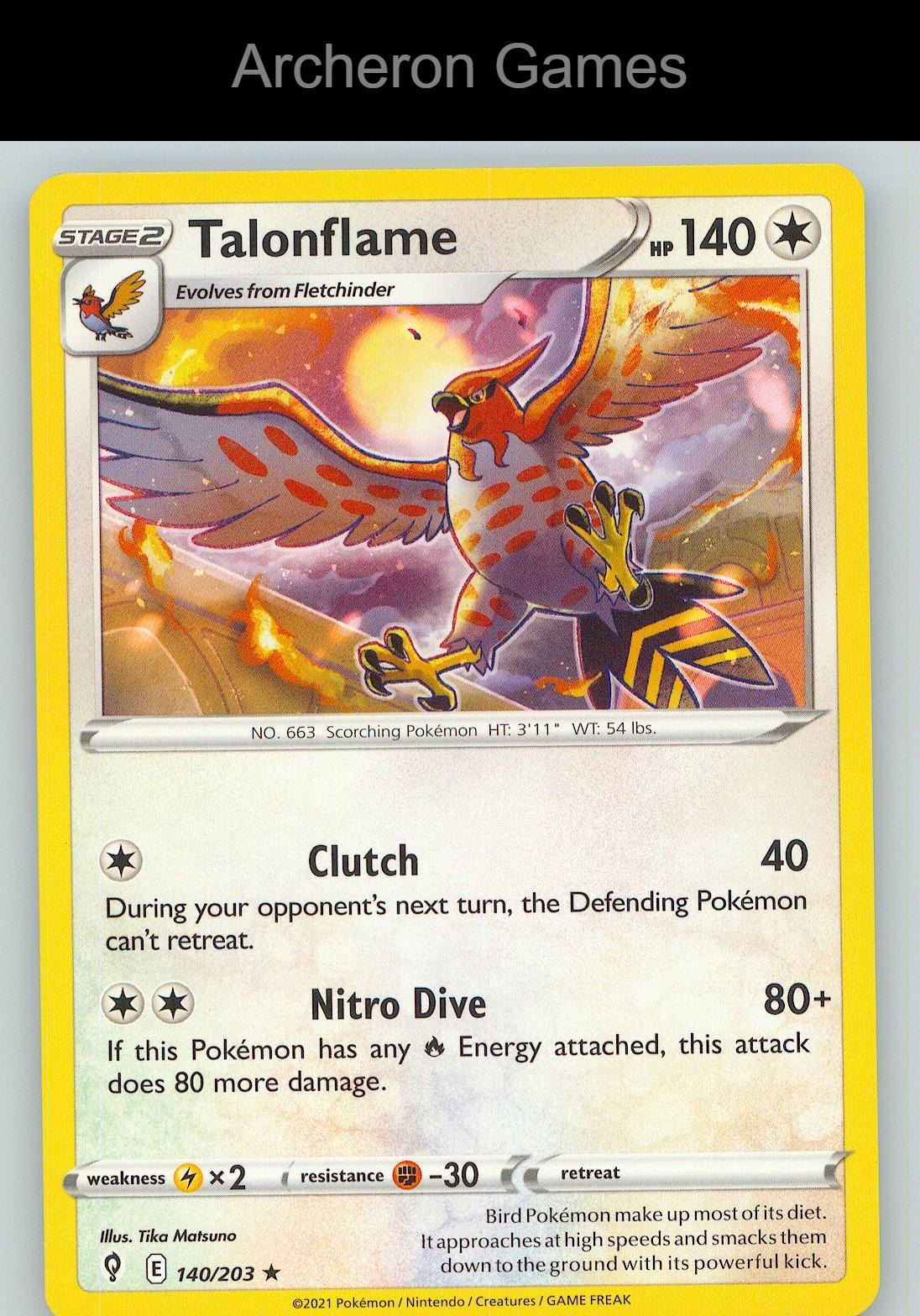 Pokemon Card Talonflame EVS 140/203 R Evolving Skies