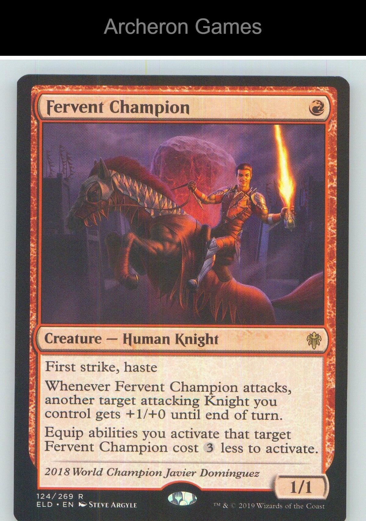 Fervent Champion ELD 124 R MTG Card NM/EX+