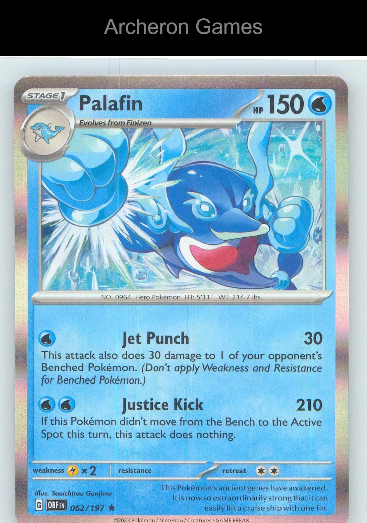 Pokemon Card Palafin OBF 062/197 R Obsidian Flames Holo
