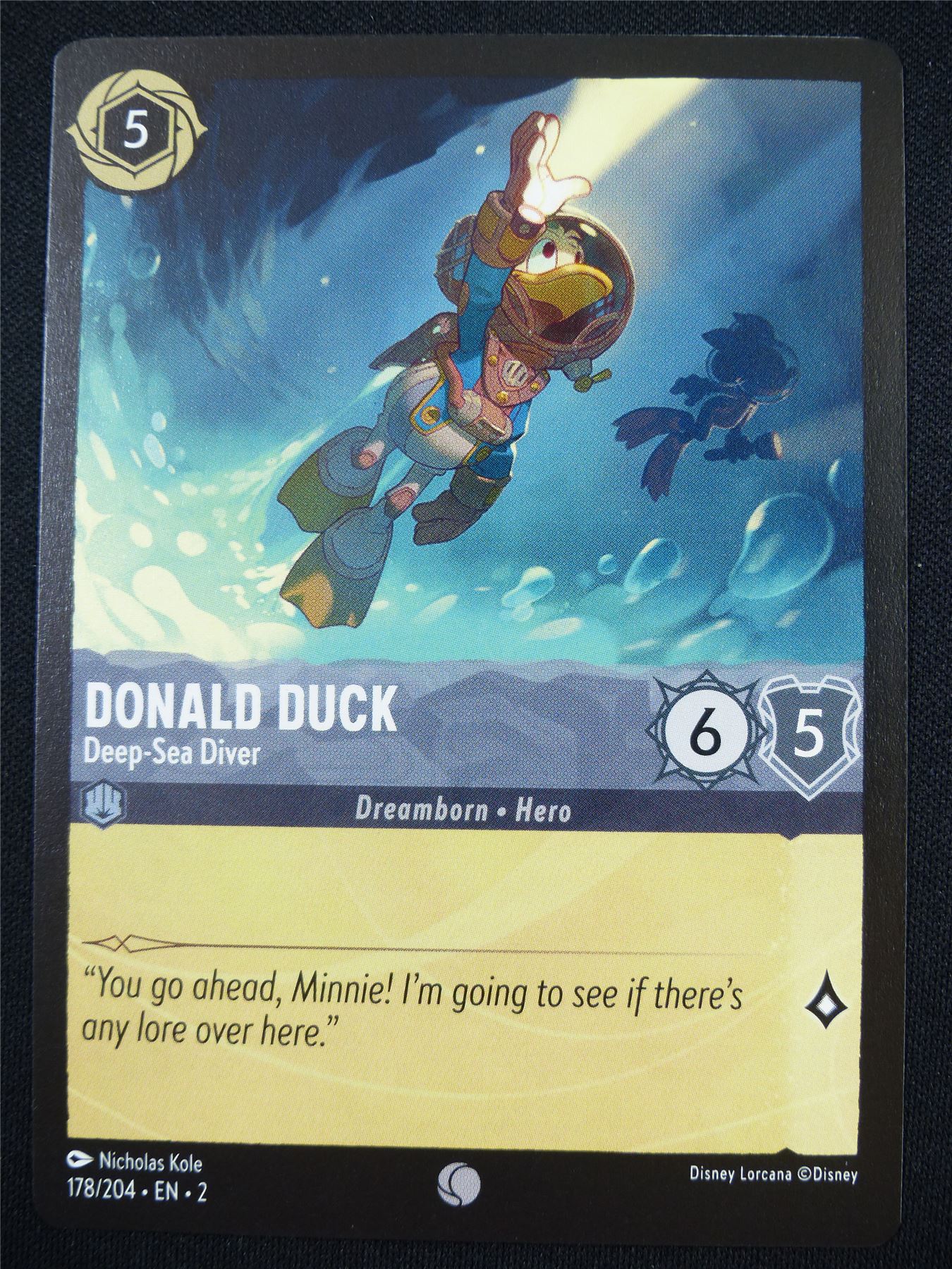 Donald Duck Deep-Sea Diver 178/204 - Lorcana Card #4O3 Archeron Donald Duck Deep-Sea Diver 178/204 - Lorcana Card #4O3 Archeron