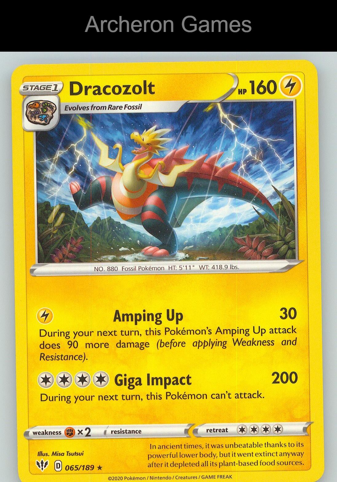 Pokemon Card Dracozolt DAA 065/189 R Darkness Ablaze