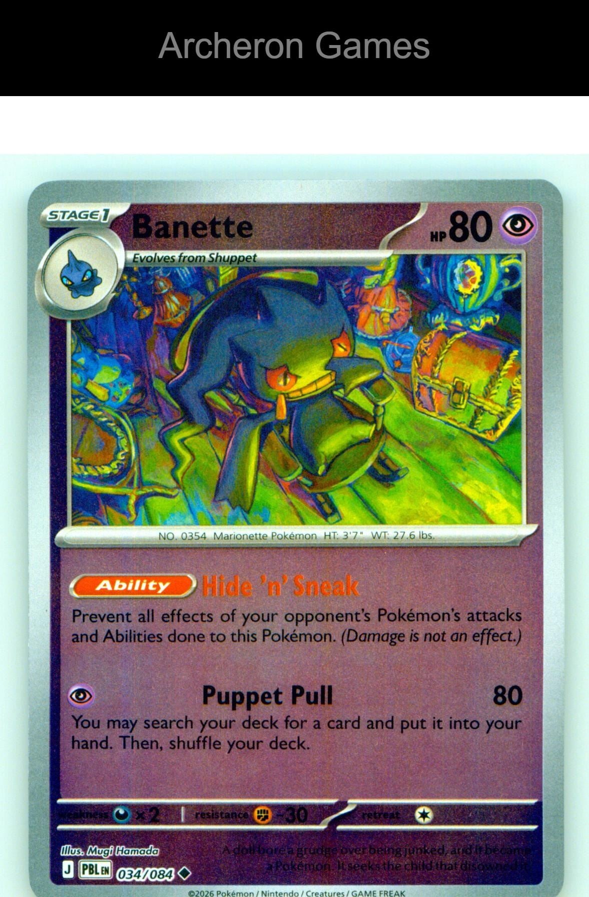 Pokemon Card Banette ME05 034/084 UC Pitch Black Reverse Holo