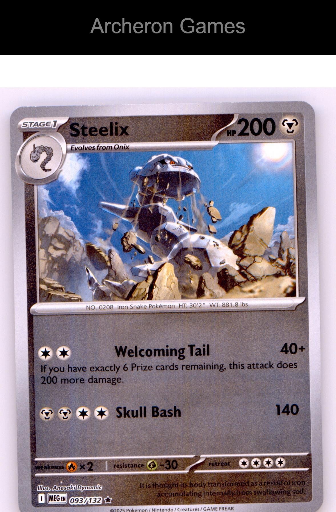 Pokemon Card Steelix MEG 093/132 R Mega Evolution Reverse Holo