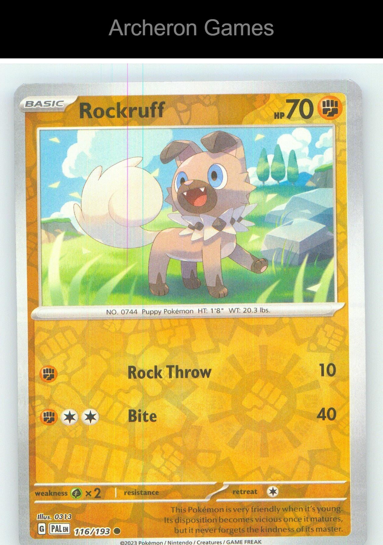 Pokemon Card Rockruff PAL 116/193 C Paldea Evolved Reverse Holo