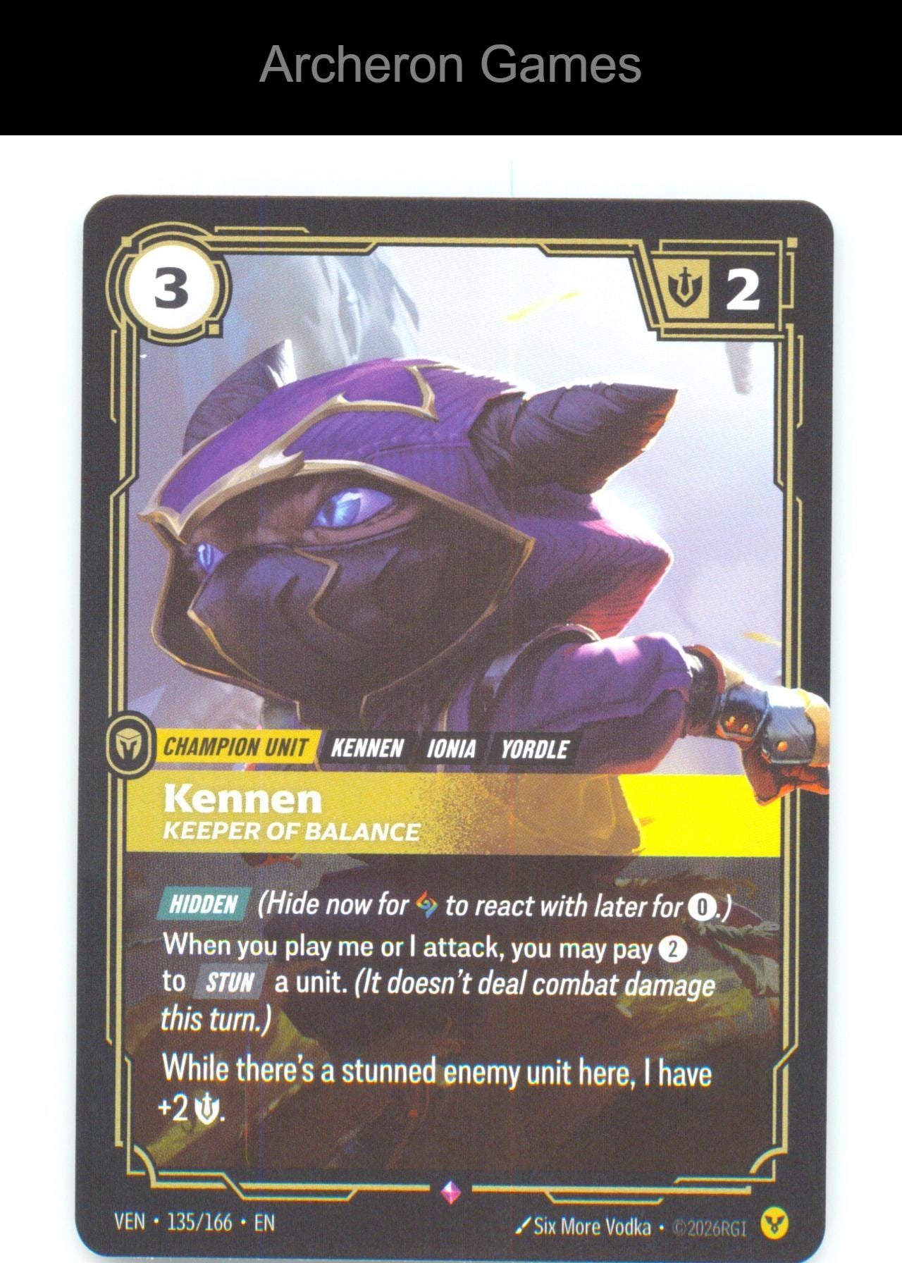 Kennen - Keeper of Balance VEN 135/166 R Vendetta Riftbound Card Foil