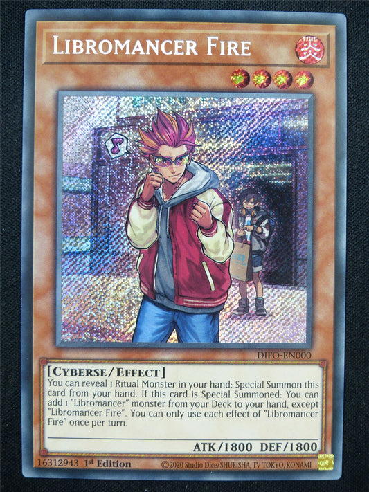 Libromancer Fire DIFO Secret Rare - 1st ed Yugioh Card #7E