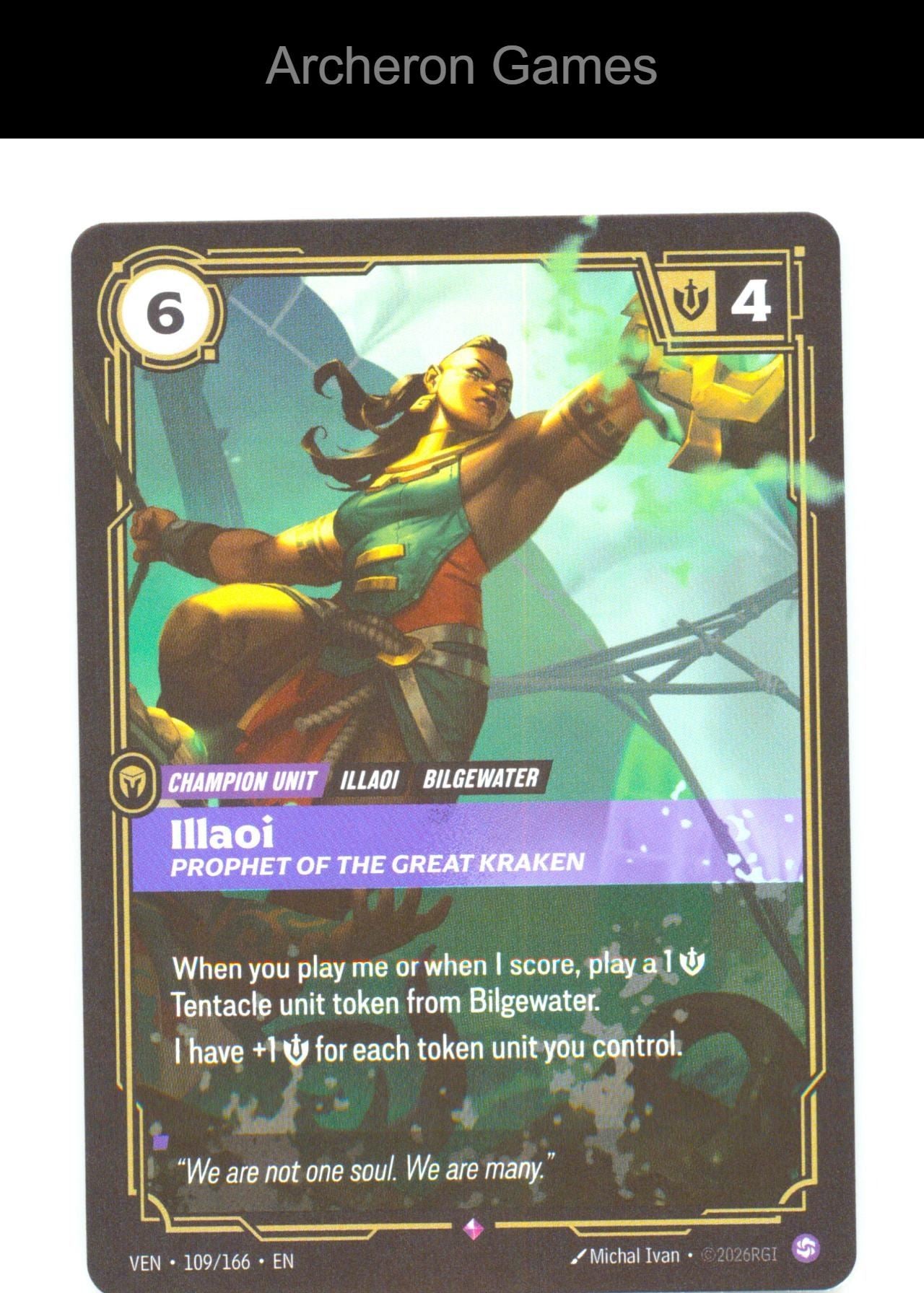 Illaoi - Prophet of the Great Kraken VEN 109/166 R Vendetta Riftbound Card Foil