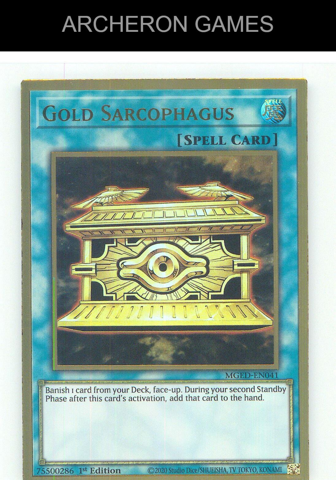 Gold Sarcophagus Premium Gold Rare YUGIOH Card 1st Edition