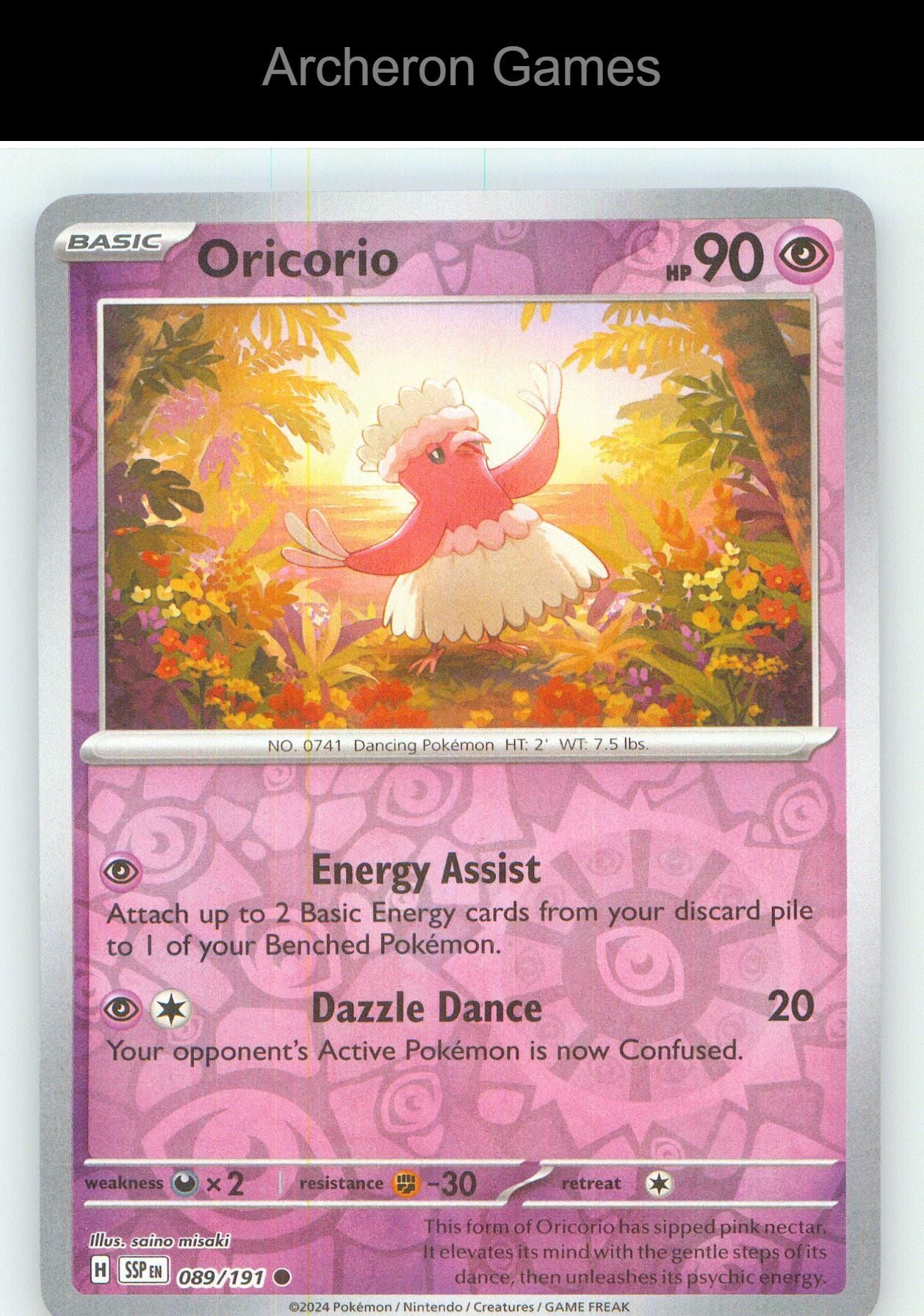 Pokemon Card Oricorio SSP 089/191 C Surging Sparks Reverse Holo