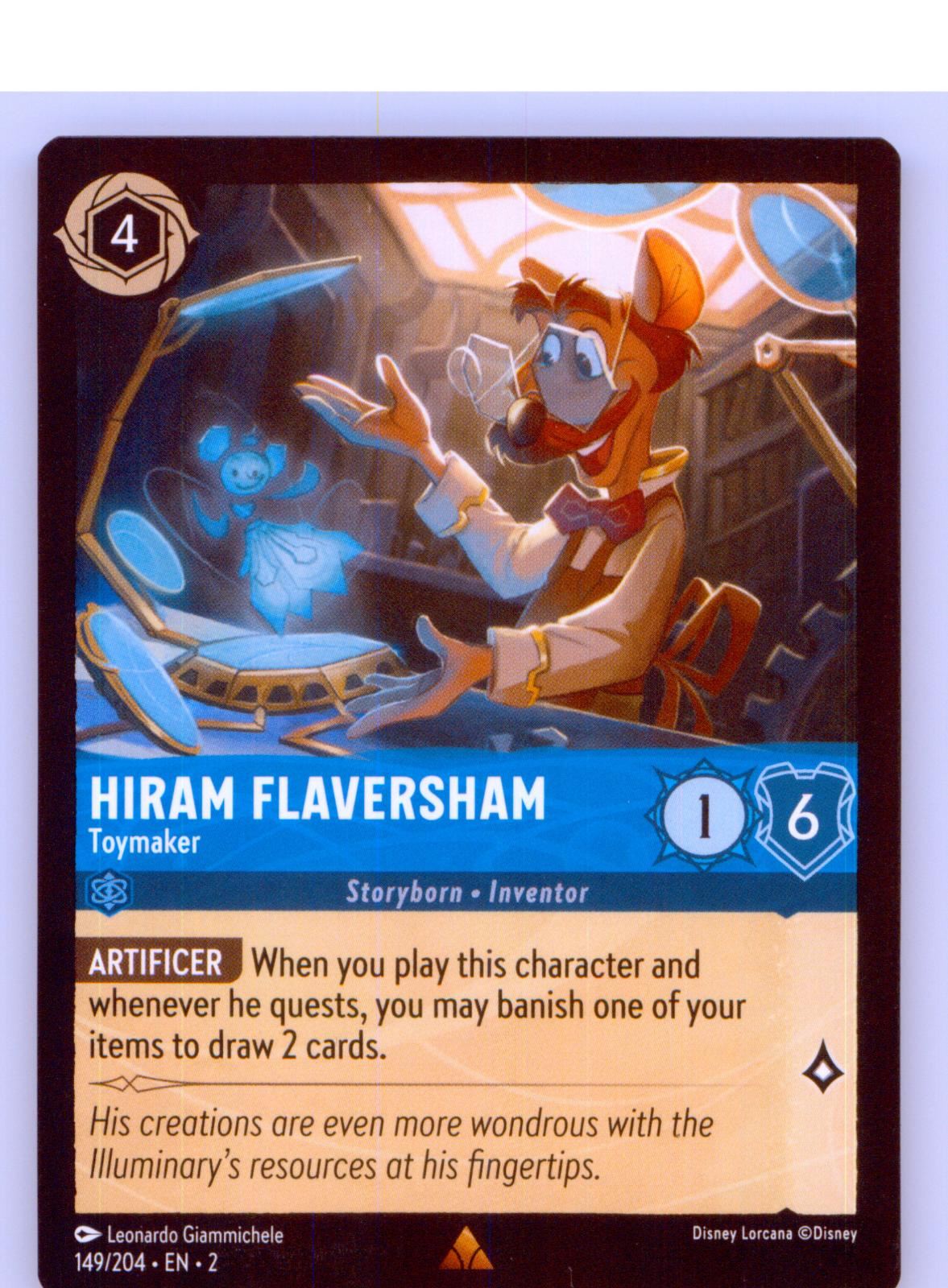 Hiram Flaversham - Toymaker 149/204 Rare Rise of the Floodborn Lorcana Near Mint
