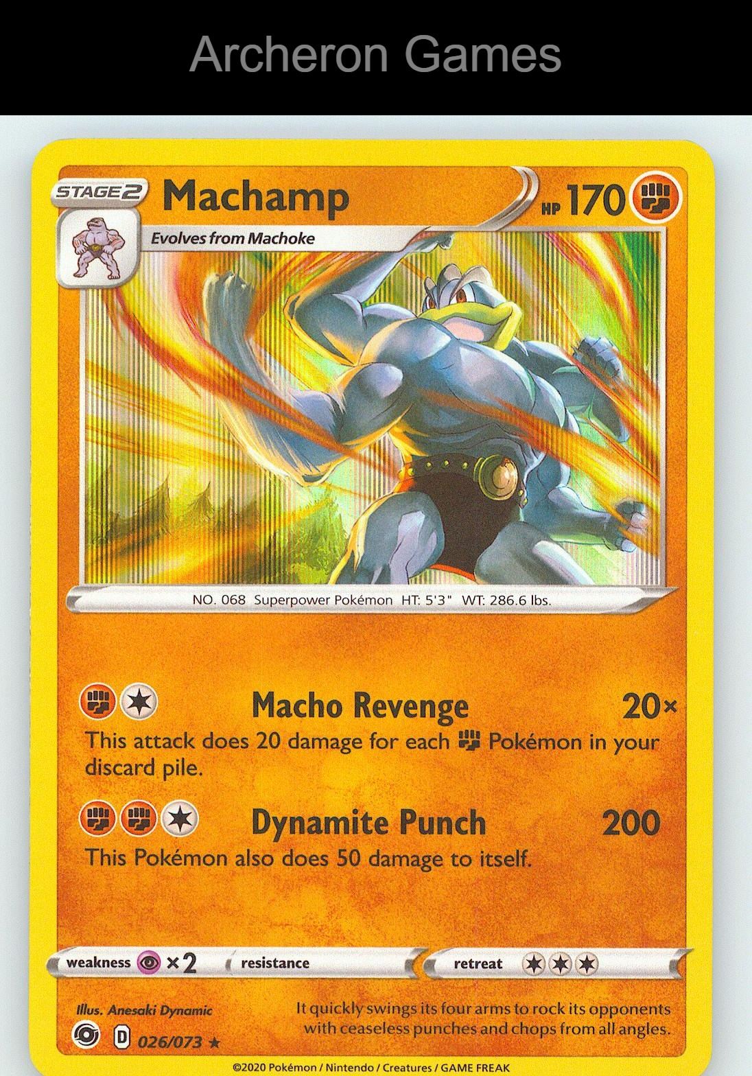 Pokemon Card Machamp CPA 026/073 Line Holo R Champion's Path