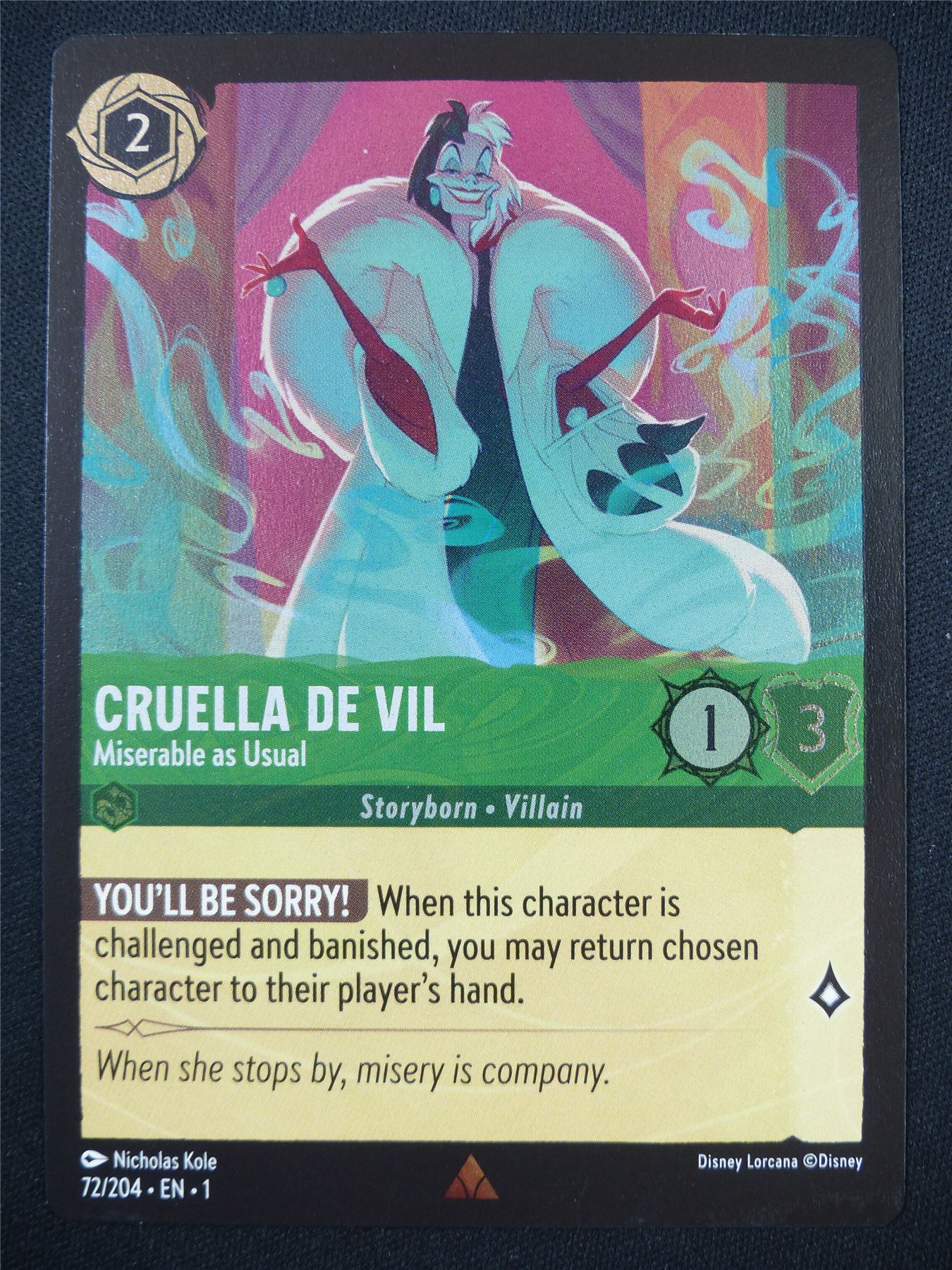 cruella deville lorcana card Cruella De Vil Miserable as Usual 72/204 Foil
