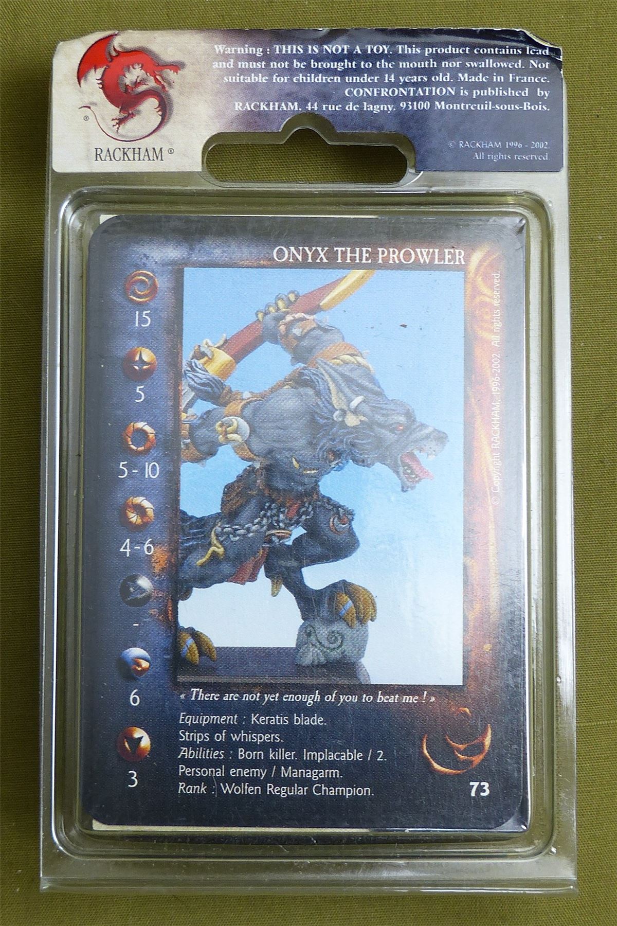 Confrontation: Onyx the Prowler Blister - Rackham Metal Minis OOP #266