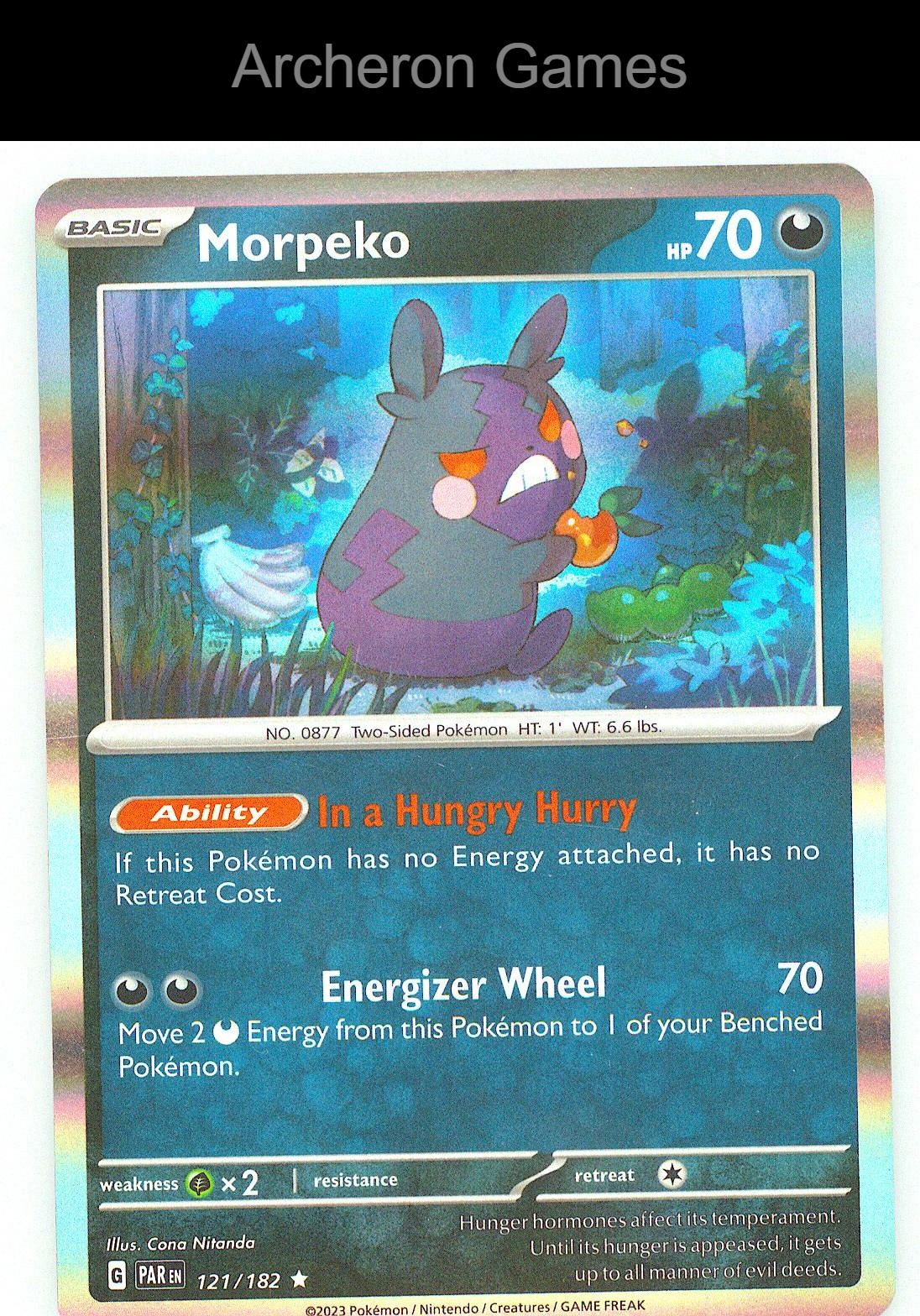 Pokemon Card Morpeko PAR 121/182 R Paradox Rift Holo
