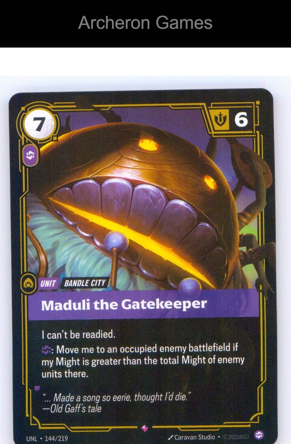 Maduli the Gatekeeper UNL 144/219 R Unleashed Riftbound Card