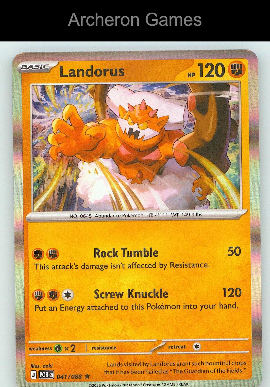 Pokemon Card Landorus (Non-Holo) PR 041/088 R Deck Exclusives