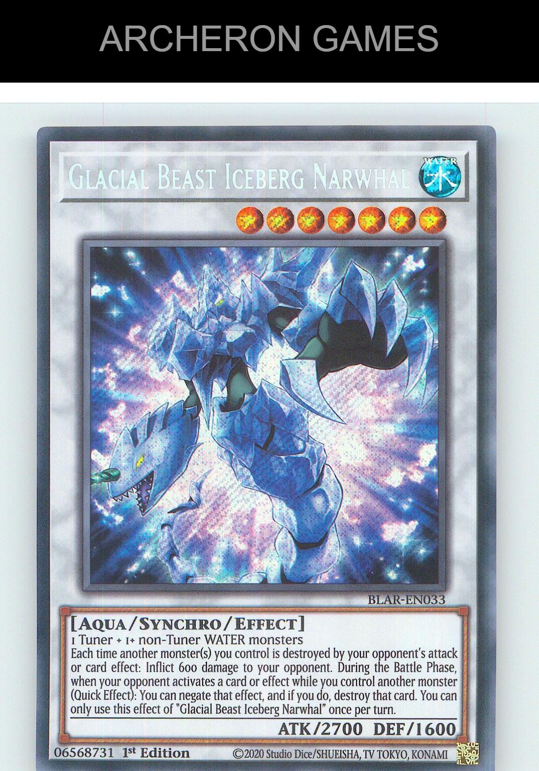 Glacial Beast Iceberg Narwhal SEC YUGIOH Card 1st Edition