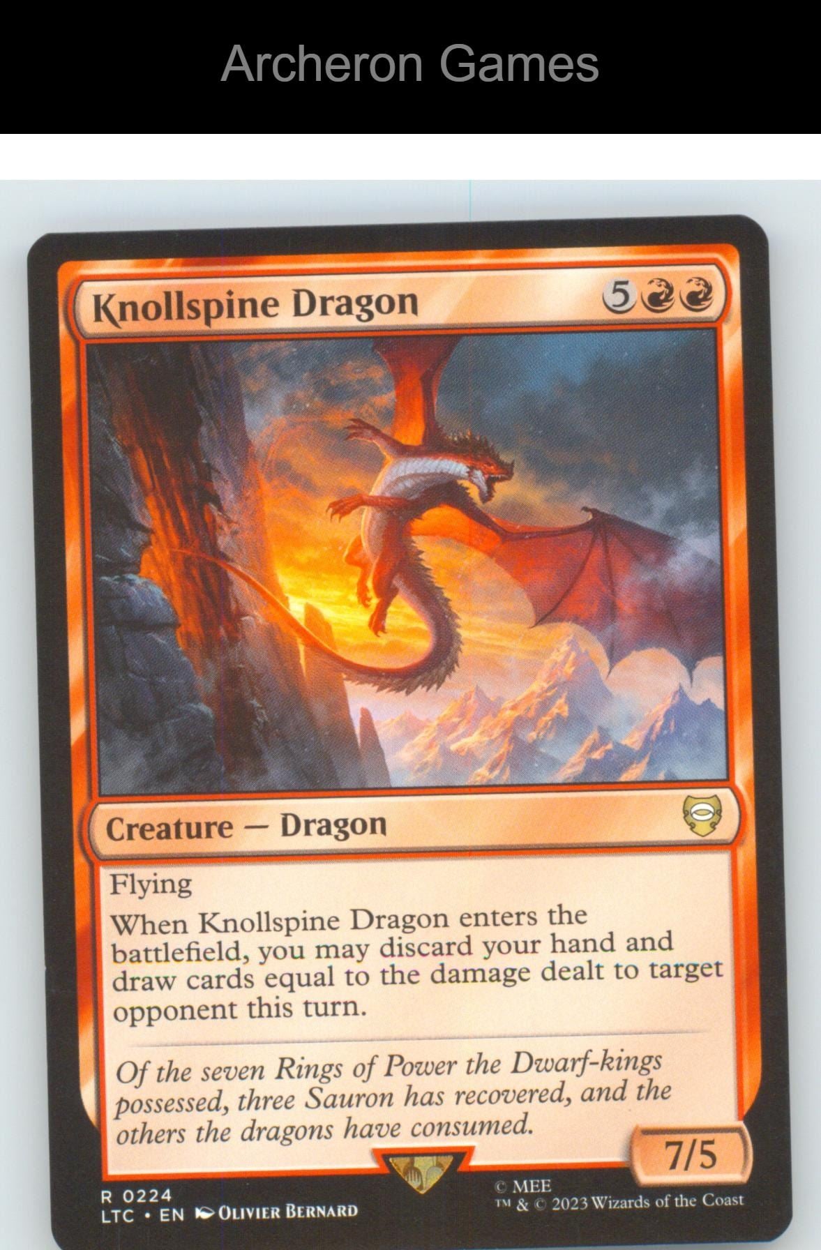 Knollspine Dragon LTC 224 R MTG Card NM/EX+