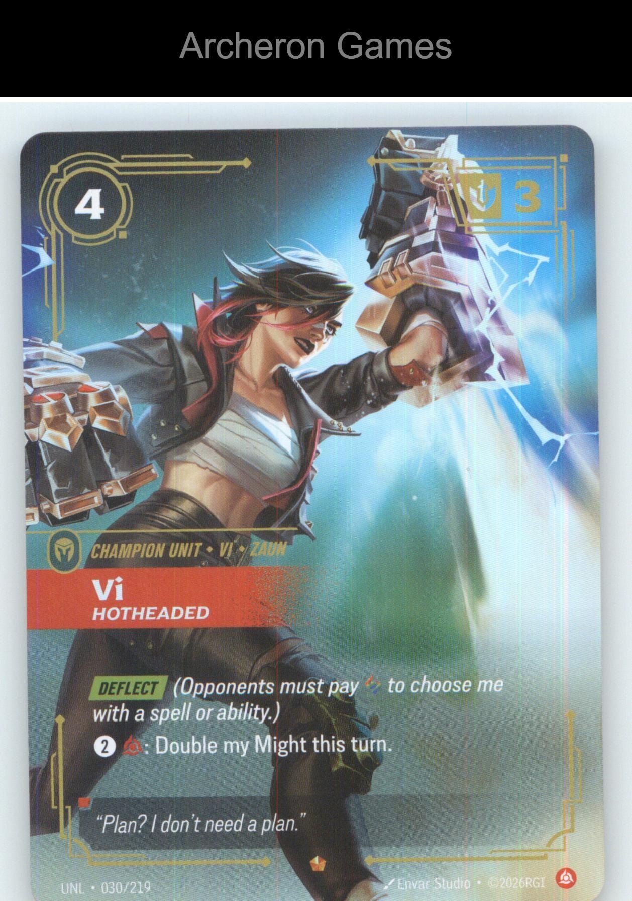 Vi - Hotheaded UNL 030/219 Epic Unleashed Riftbound Card Foil