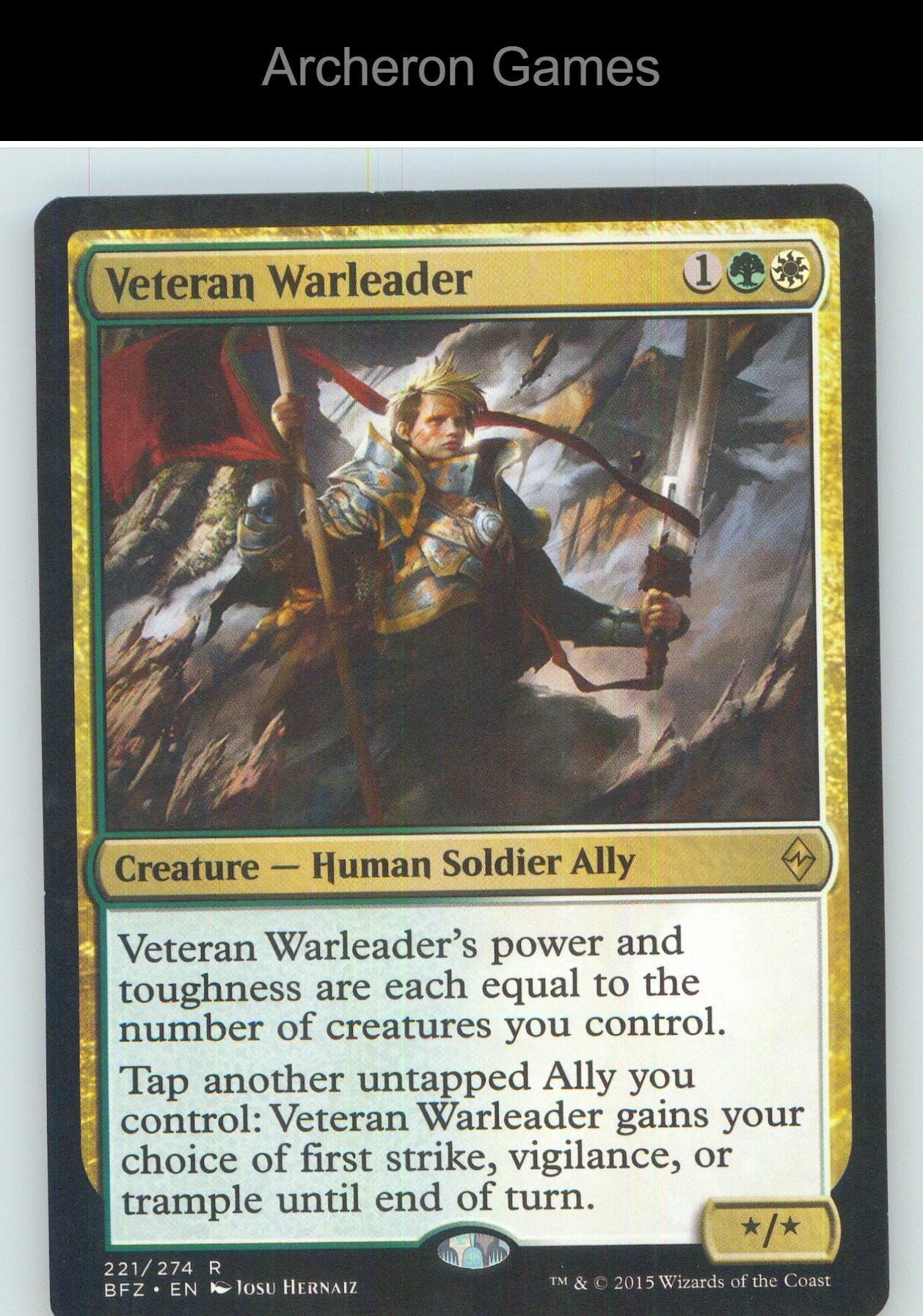 Veteran Warleader BFZ 221 R MTG Card NM/EX+