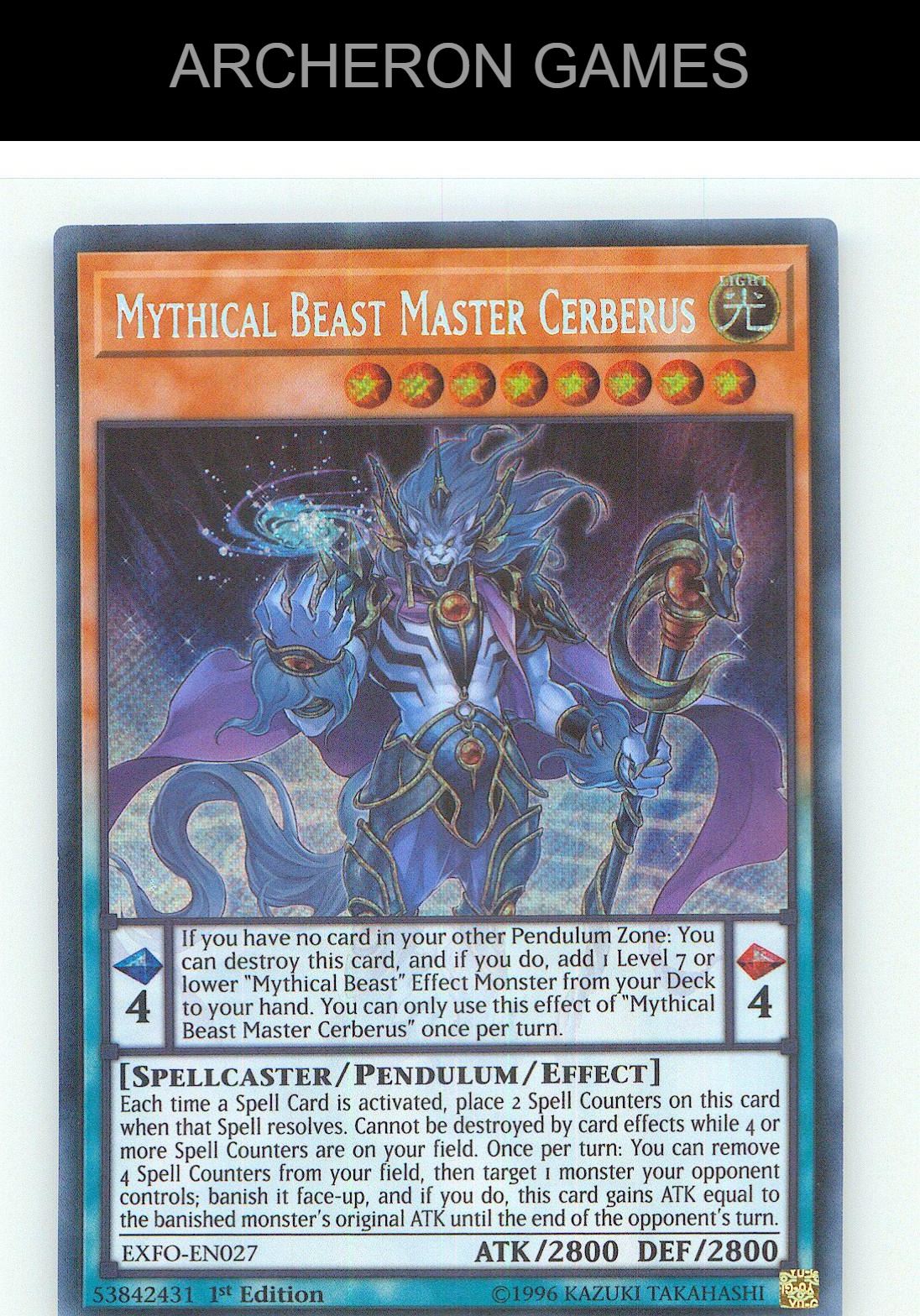 Mythical Beast Master Cerberus SEC YUGIOH Card 1st Edition