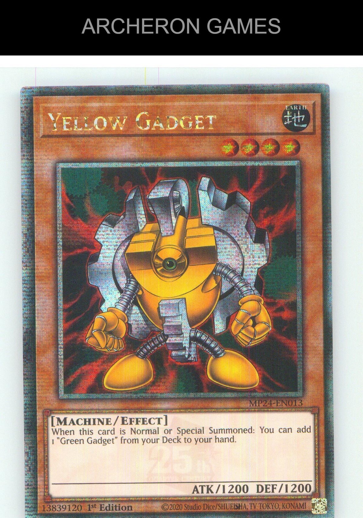 Yellow Gadget (Quarter Century Secret Rare) YUGIOH Card 1st Edition