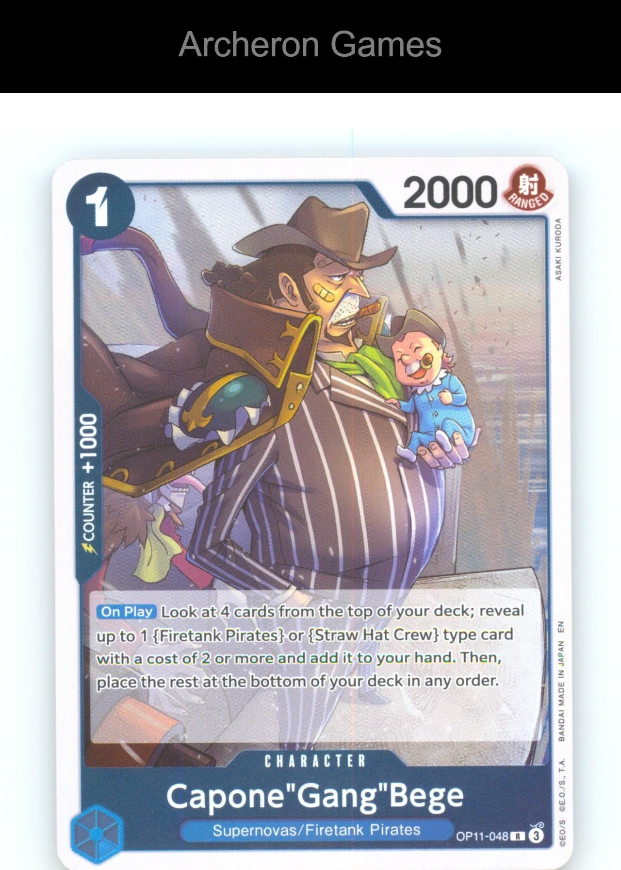 Capone"Gang"Bege (048) OP11-048 R One Piece Card NM/EX+ Foil