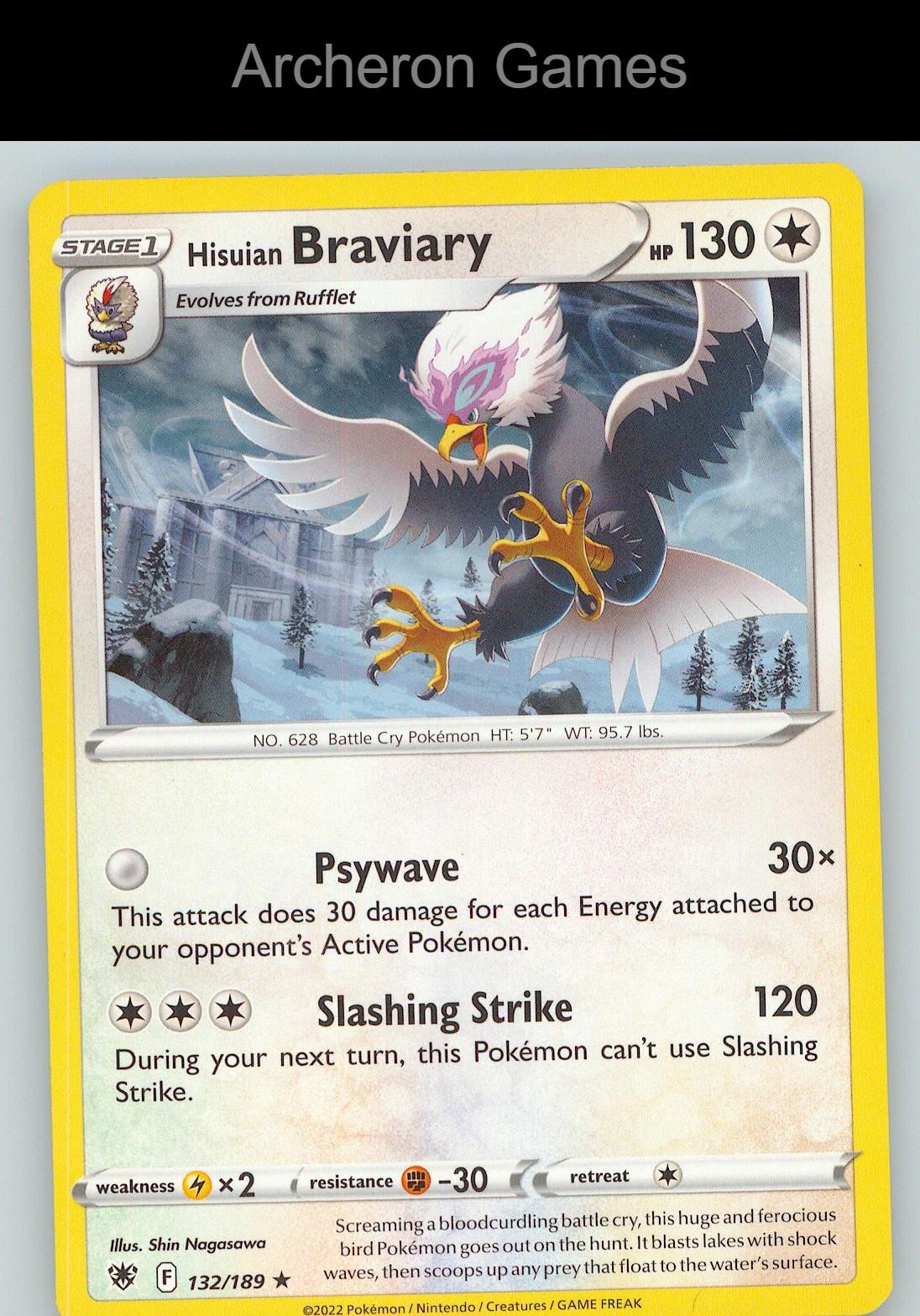Pokemon Card Hisuian Braviary ASR 132/189 R Astral Radiance