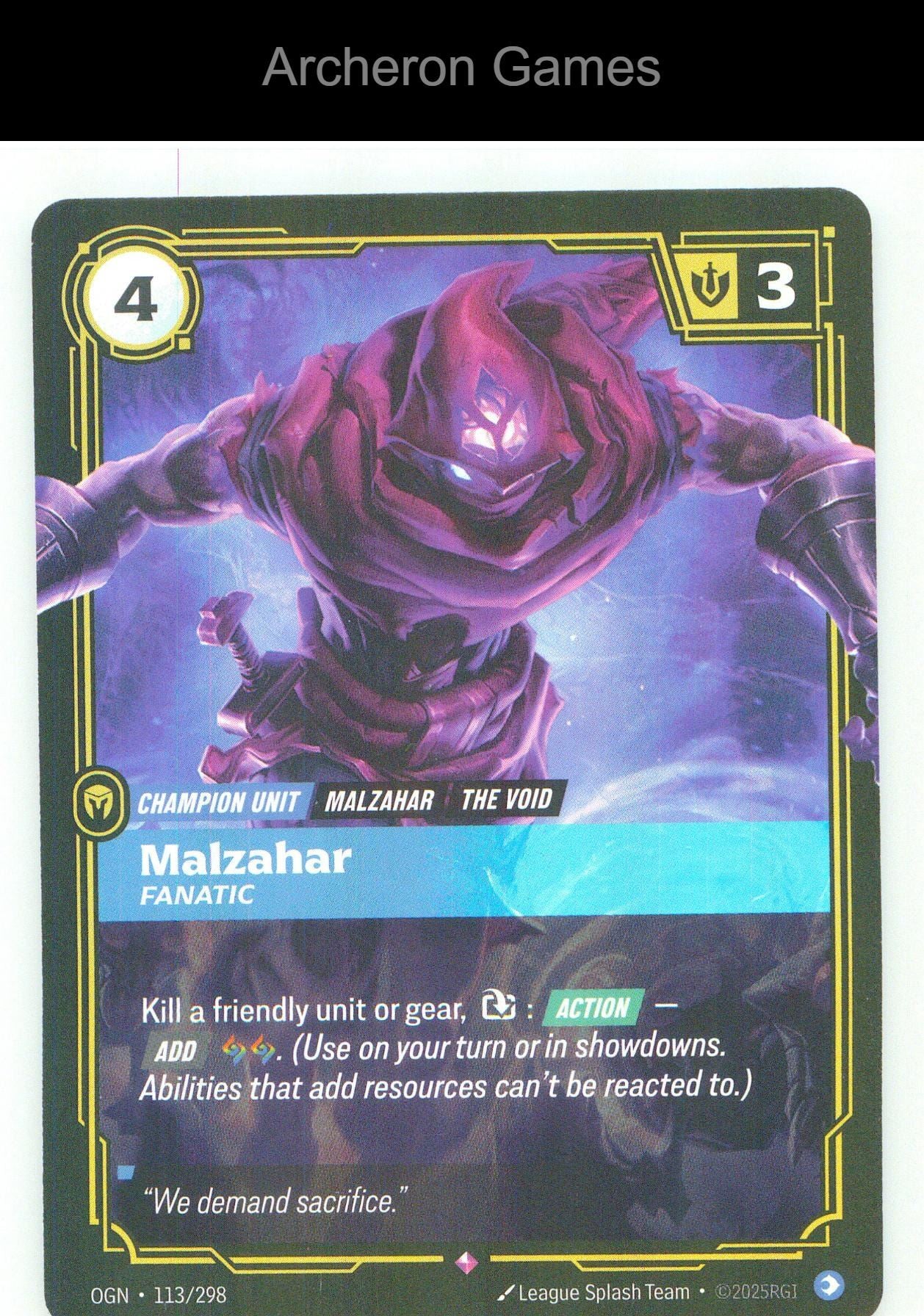 Malzahar - Fanatic OGN 113/298 R Origins Riftbound Card Foil