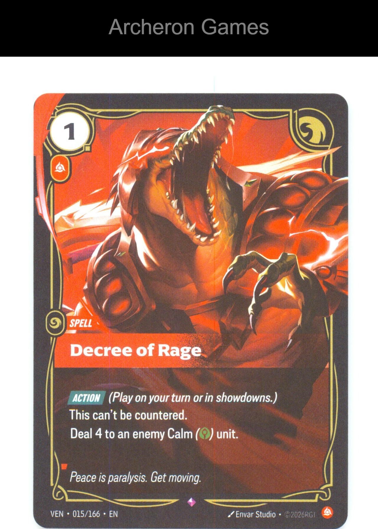 Decree of Rage VEN 015/166 R Vendetta Riftbound Card Foil