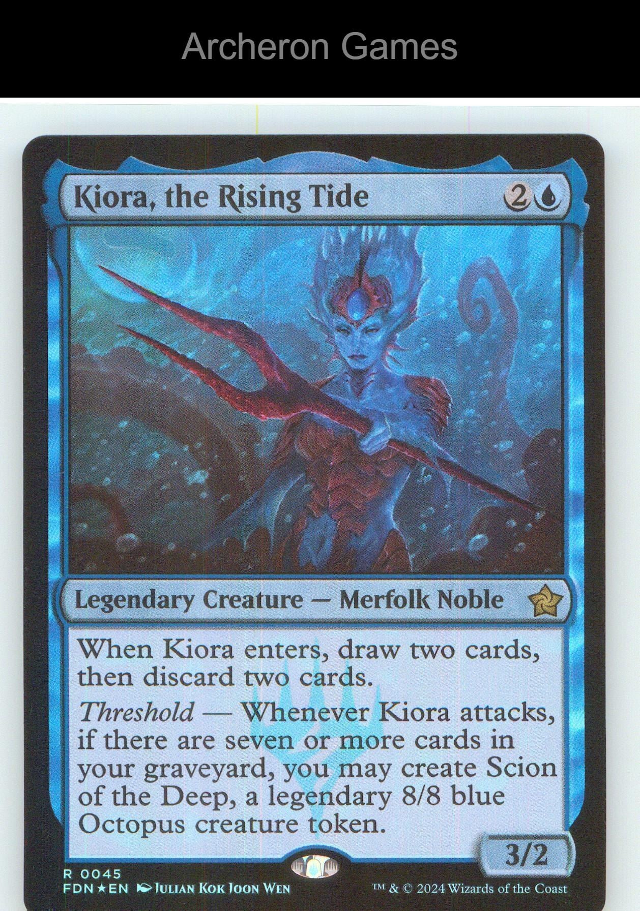 Kiora, the Rising Tide FDN 45 R MTG Card NM/EX+ Foil