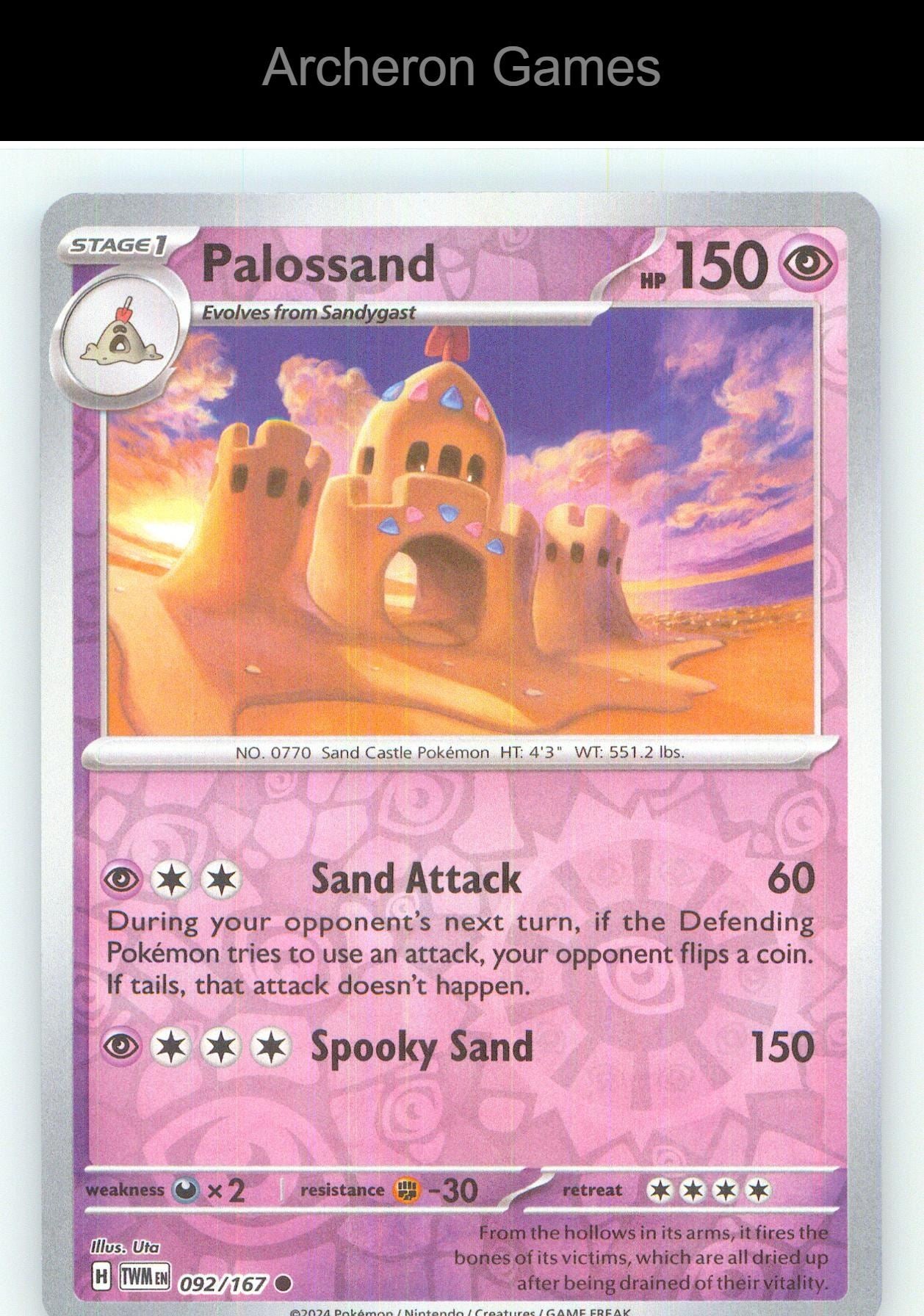 Pokemon Card Palossand TWM 092/167 C Twilight Masquerade Reverse Holo