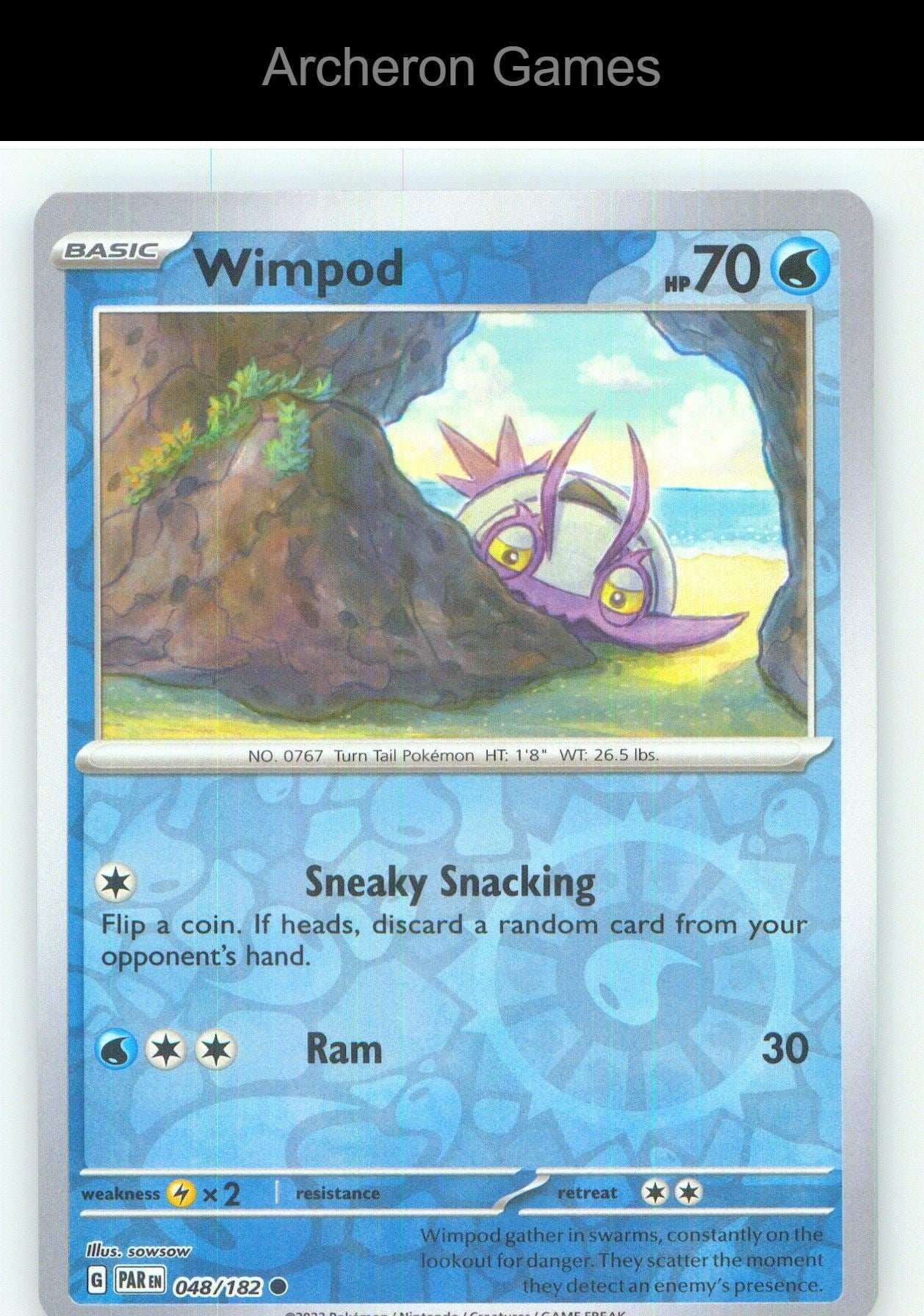 Pokemon Card Wimpod PAR 048/182 C Paradox Rift Reverse Holo