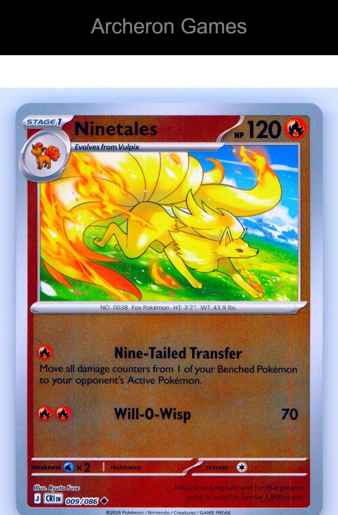 Pokemon Card Ninetales ME04 009/086 UC Chaos Rising Reverse Holo