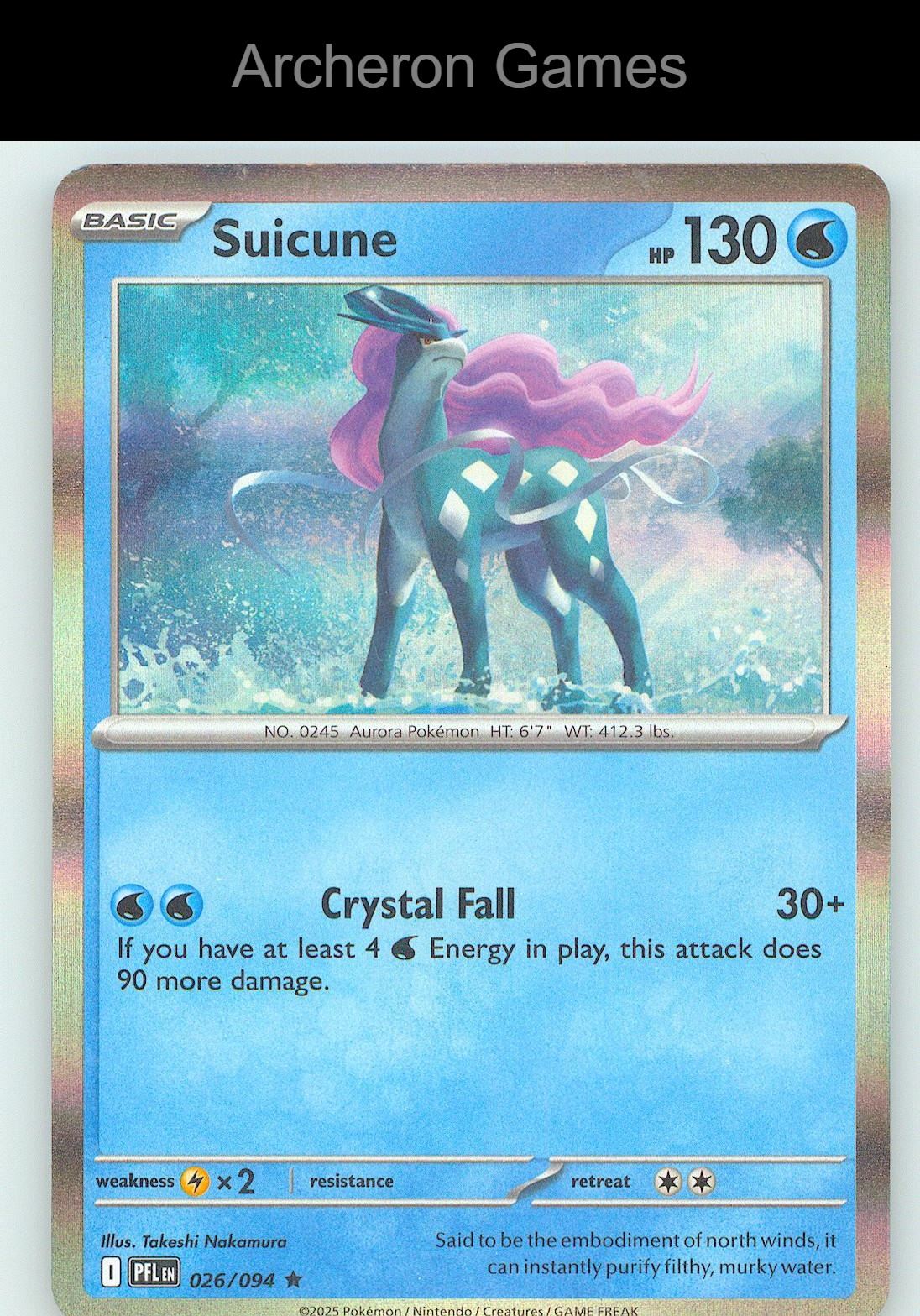 Pokemon Card Suicune PFL 026/094 R Phantasmal Flames Holo
