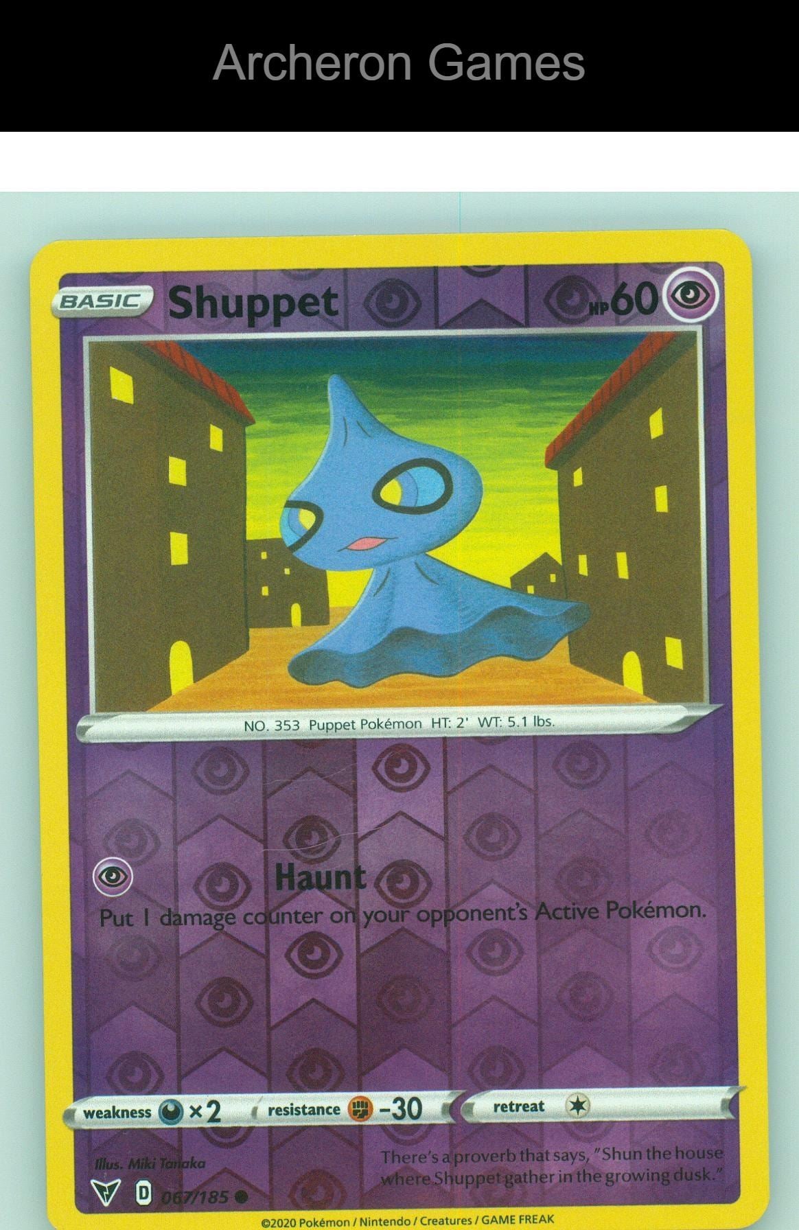 Pokemon Card Shuppet VIV 067/185 C Vivid Voltage Reverse Holo