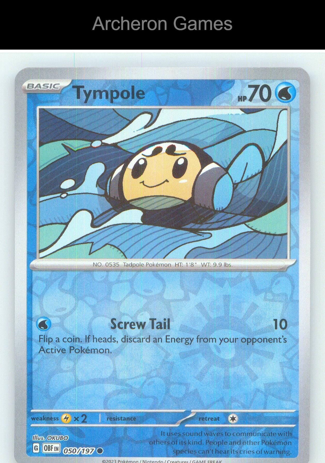 Pokemon Card Tympole OBF 050/197 C Obsidian Flames Reverse Holo