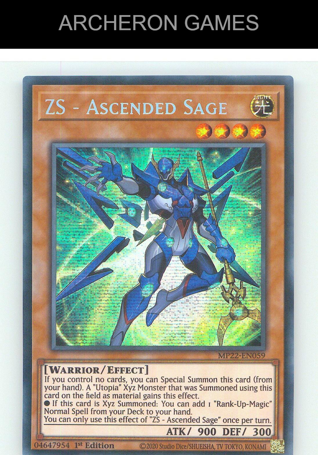ZS - Ascended Sage Prismatic Secret Rare YUGIOH Card 1st Edition