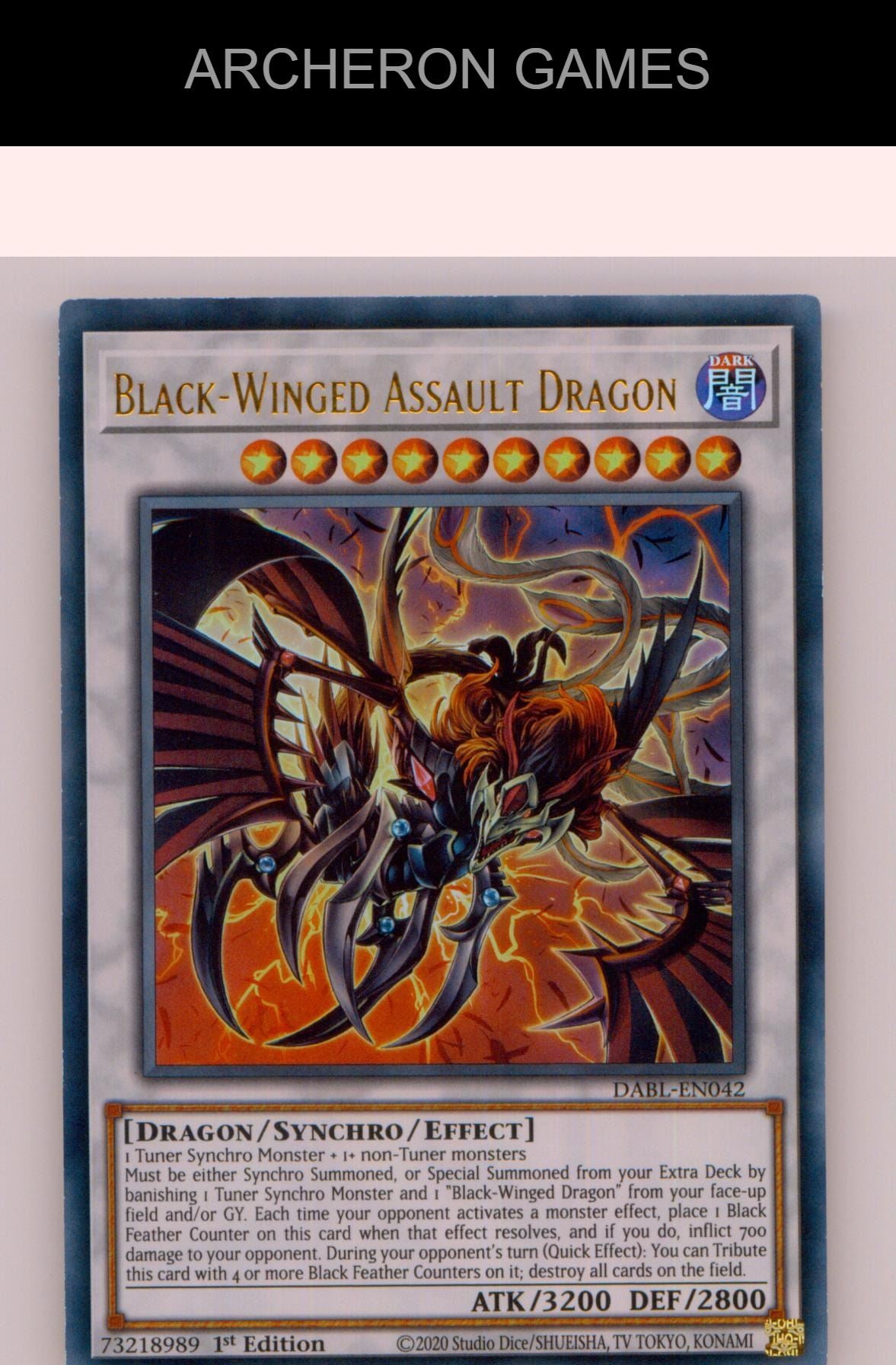 Black-Winged Assault Dragon Ultra Rare YUGIOH Card 1st Edition