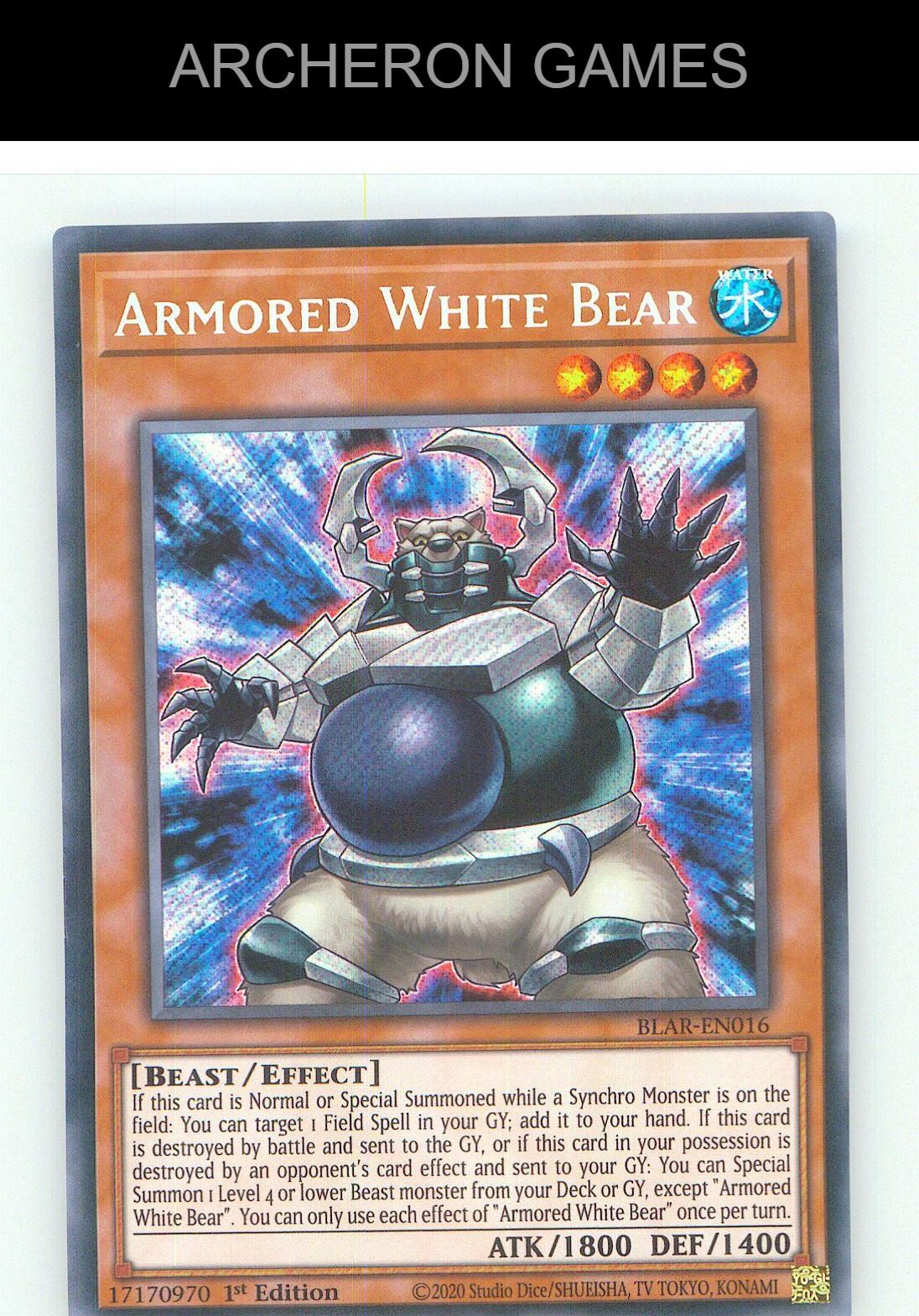 Armored White Bear SEC YUGIOH Card 1st Edition