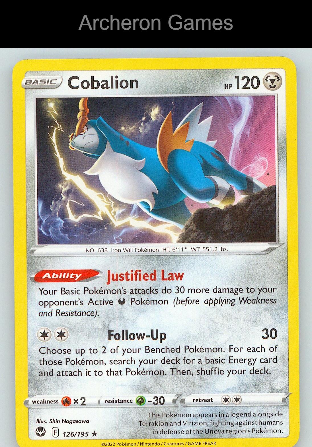 Pokemon Card Cobalion SIT 126/195 R Silver Tempest