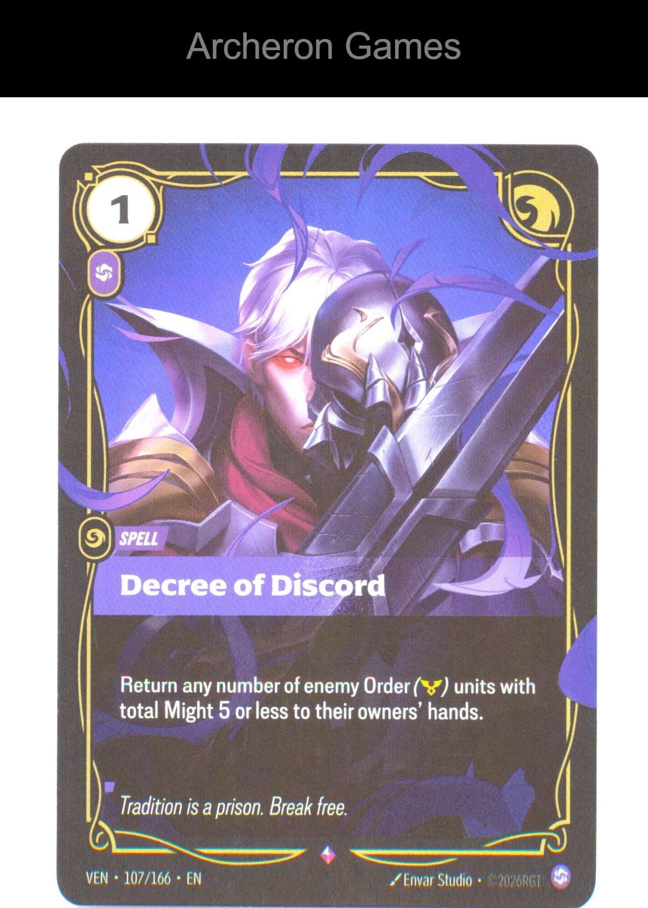 Decree of Discord VEN 107/166 R Vendetta Riftbound Card Foil