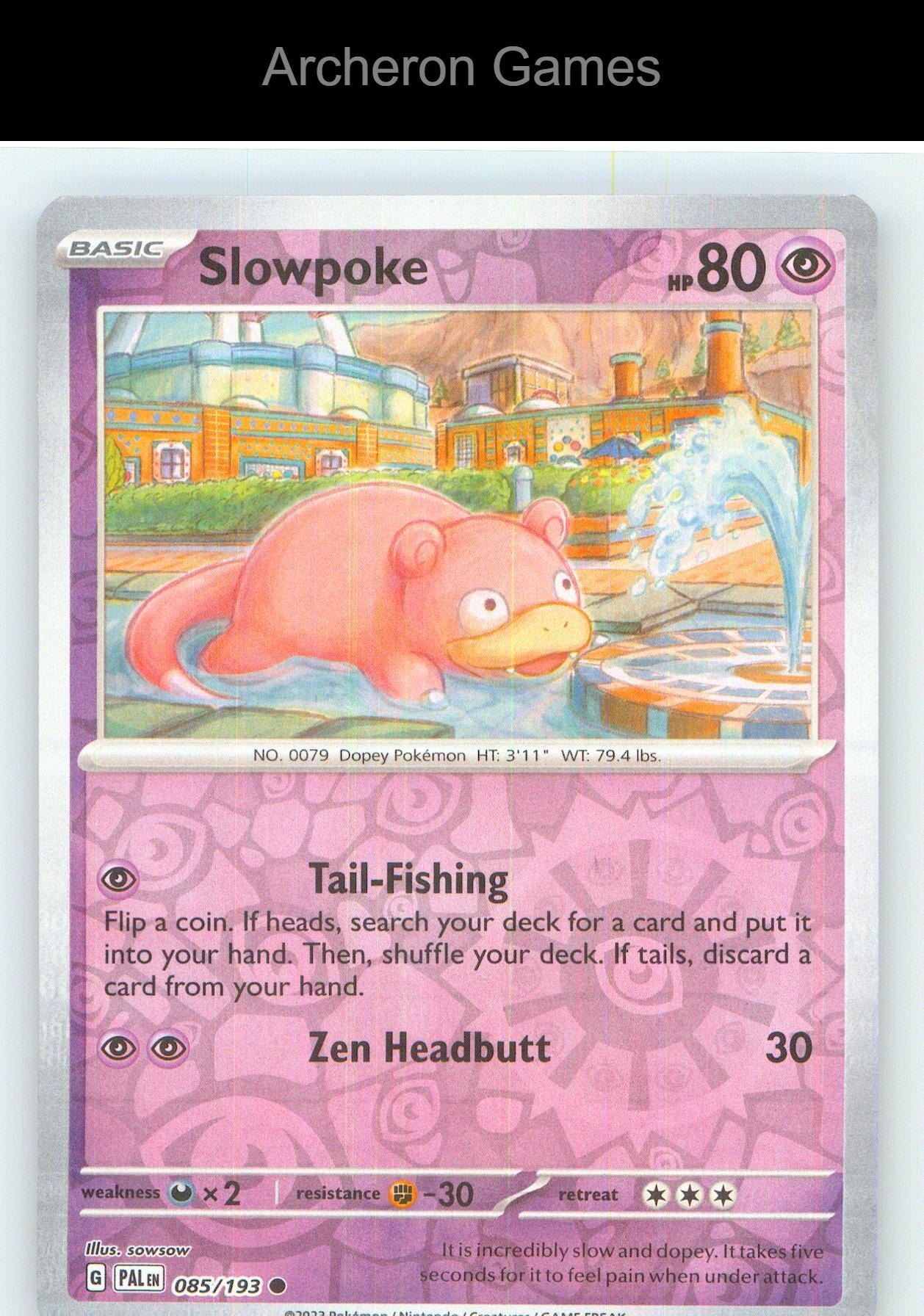 Pokemon Card Slowpoke PAL 085/193 C Paldea Evolved Reverse Holo