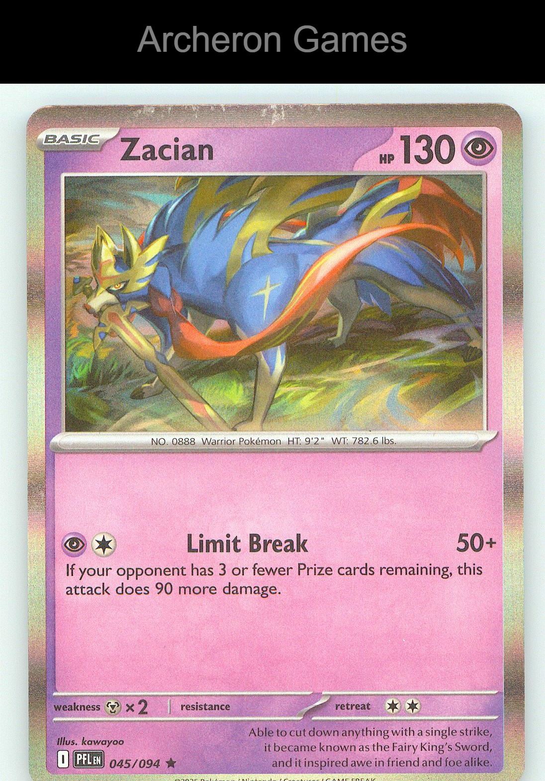 Pokemon Card Zacian PFL 045/094 R Phantasmal Flames Holo