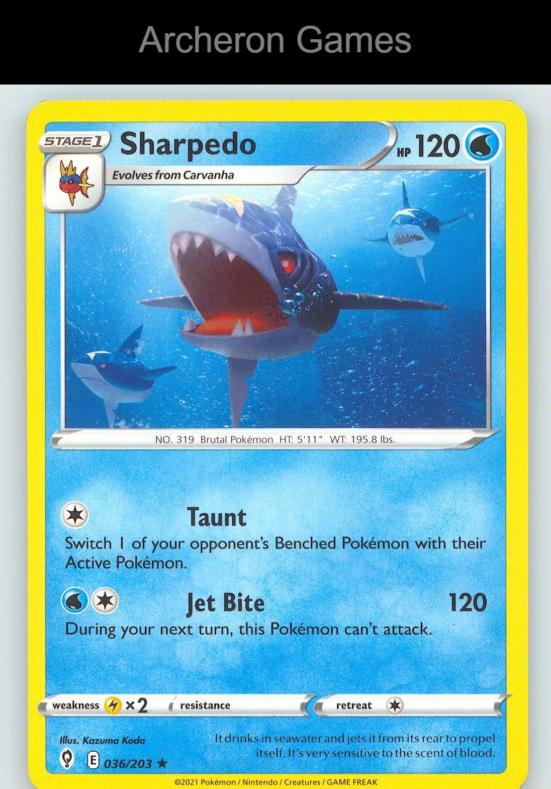 Pokemon Card Sharpedo EVS 036/203 R Evolving Skies