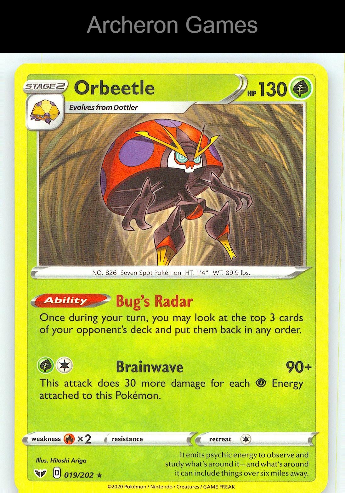 Pokemon Card Orbeetle SSH 019/202 R Sword & Shield