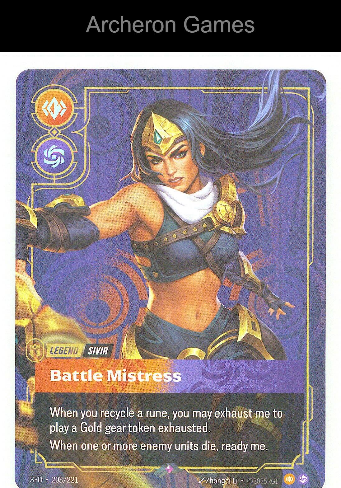 Sivir - Battle Mistress SFD 203/221 R Spiritforged Riftbound Card
